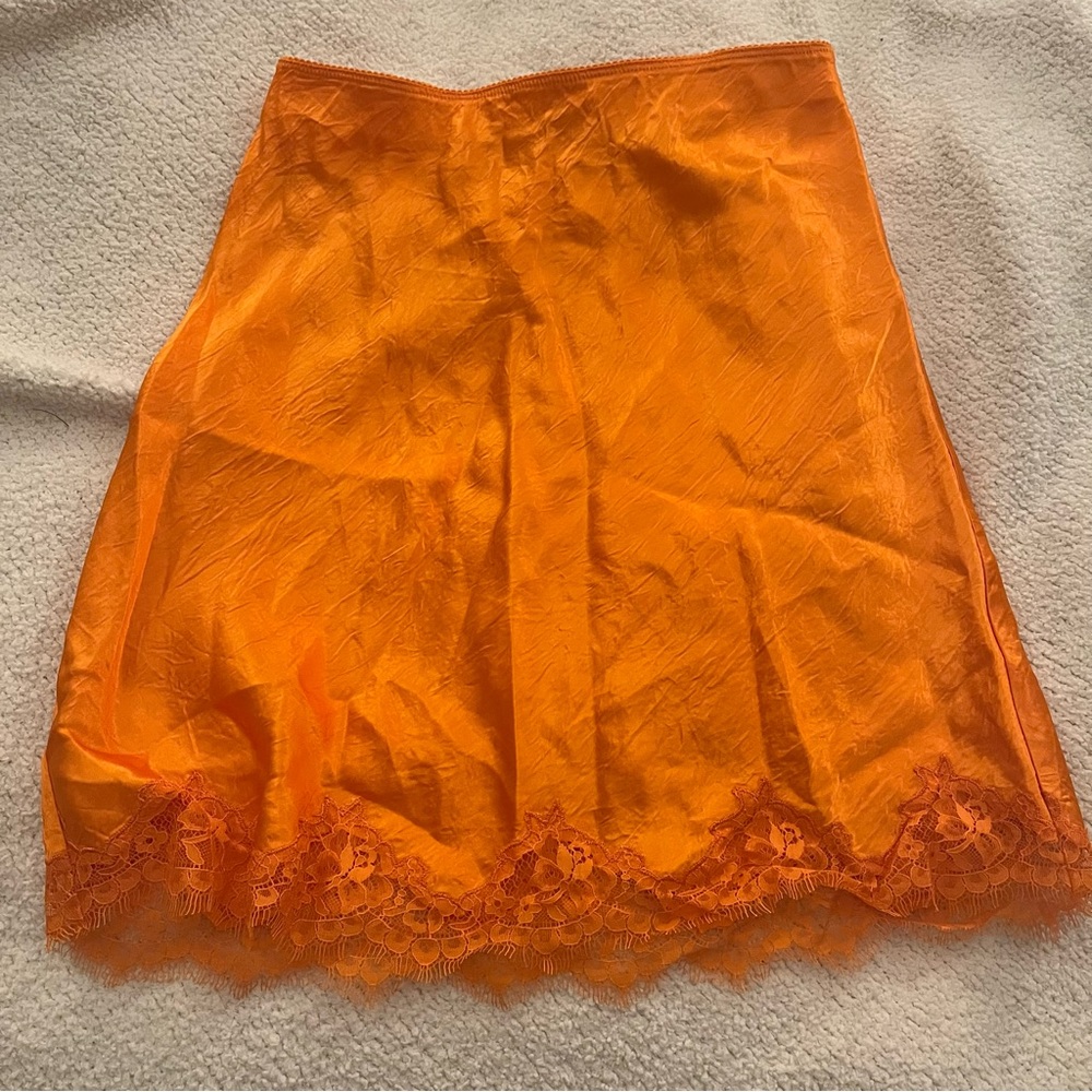 J. Crew Gwen lace-trim slip skirt in textured satin